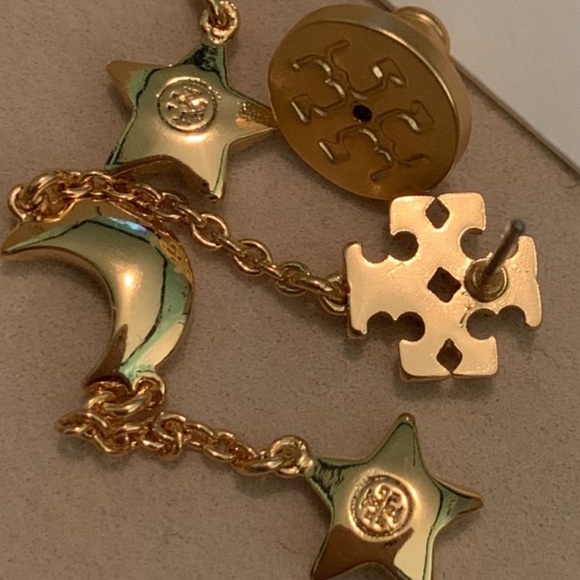 Tory Burch Kira crystal pave star & moon long drop earrings - Picture 8 of 8